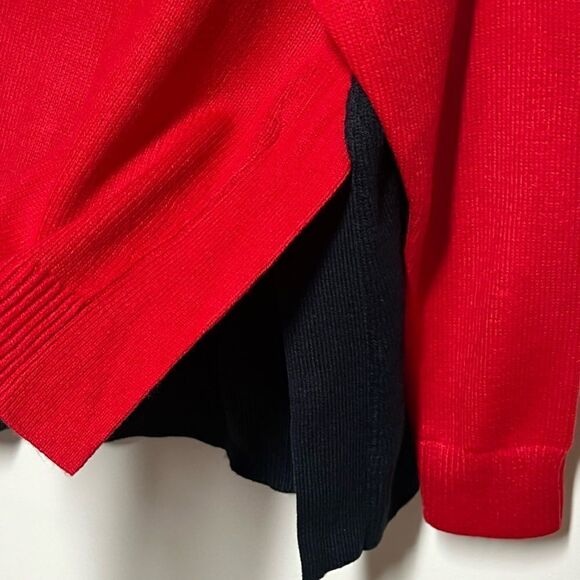 New Womens Tommy Hilfiger Red/Navy Flag Logo Nautical Mock Neck Sweater Sz M - Picture 4 of 6